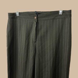 90s green pinstriped trousers